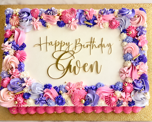 Decorative Buttercream sheet cake with personalization