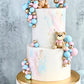 Bearly Wait teddy bear cake with neutral buttercream details – perfect for baby showers or gender reveals by Artisan Buttercream Detroit